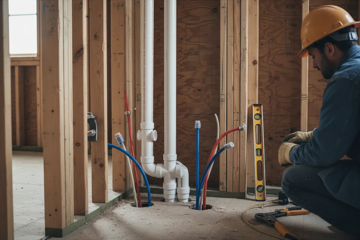 Drain and supply rough-in during Garbage Disposal Repair in Dewitt